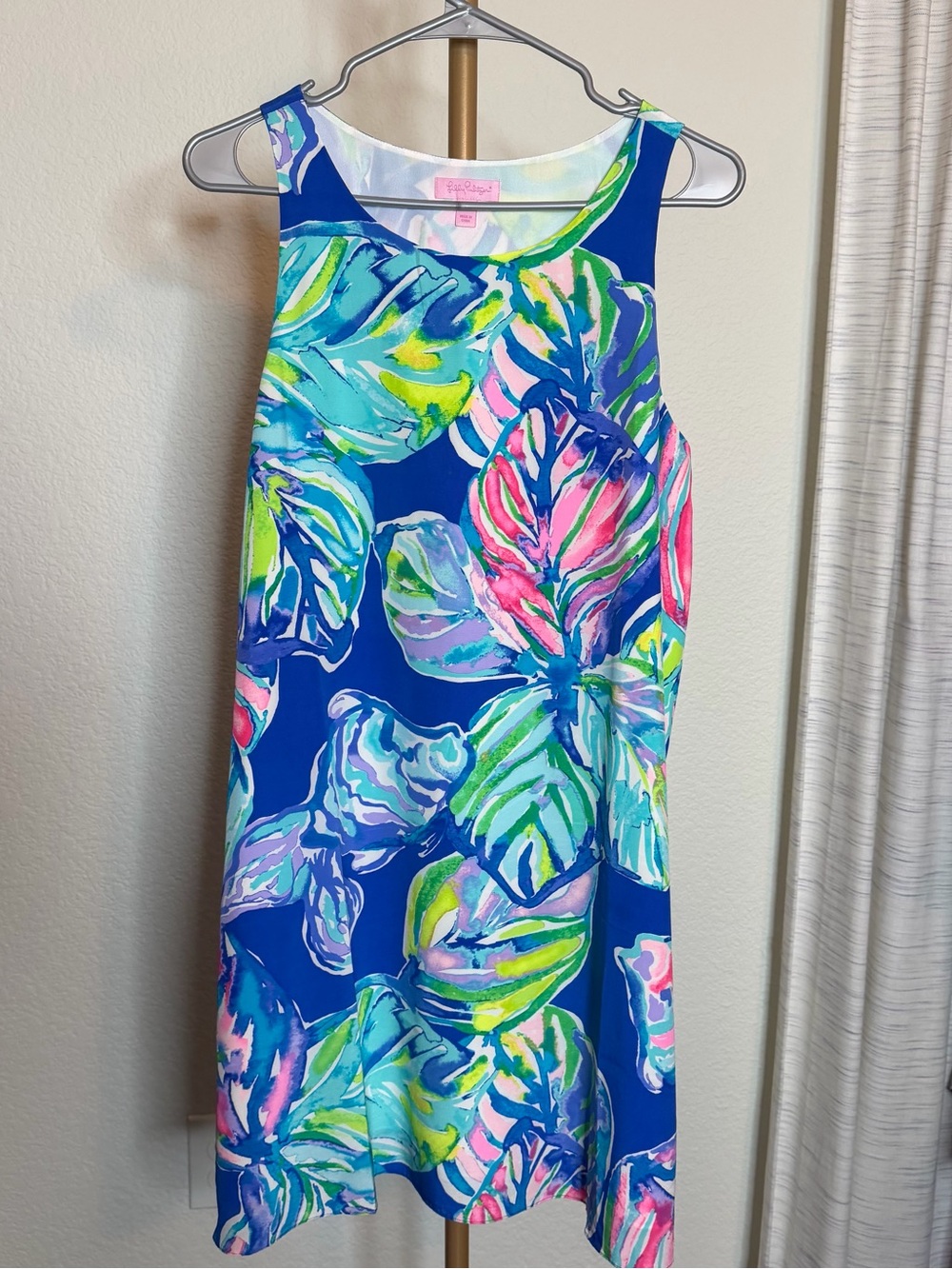 Lilly Pulitzer Silk Sleeveless Vibrant Blue Tropical Print Dress